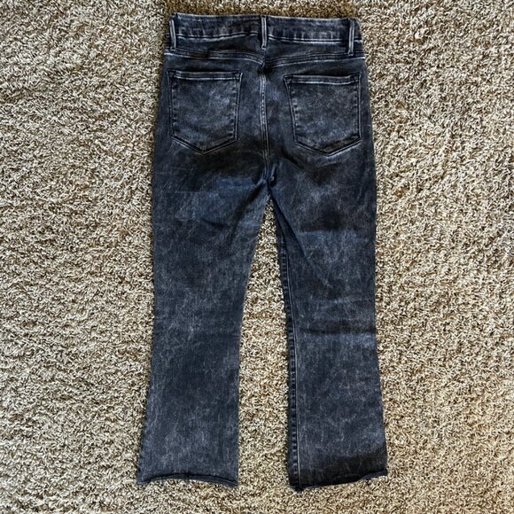 FRAME Le Crop Mini Boot Jeans in Rockstar Black Womens Size 29 Raw Hem - Picture 3 of 7